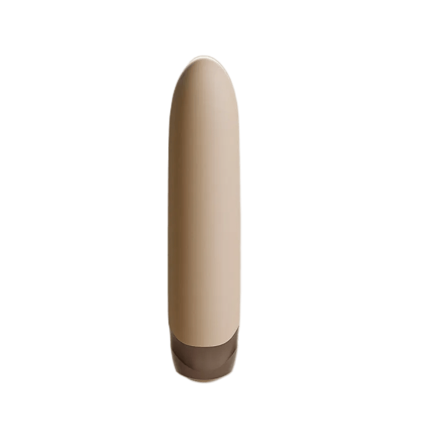 Beige Odes Intima mini bullet vibrator frontaal zwevend met gladde body en donker afgerond uiteinde.