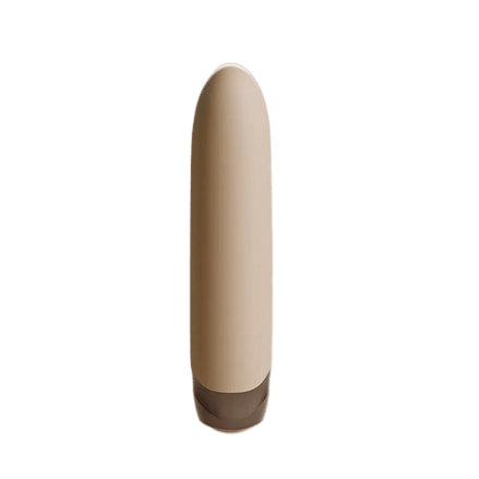 Beige Odes Intima mini bullet vibrator frontaal zwevend met gladde body en donker afgerond uiteinde.
