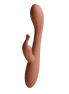 Terracotta Odes Lustra Tarzan vibrator in studio vooraanzicht met lange gebogen schacht en slanke zijarm.