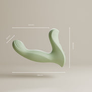 Saliegroene Odes Ombre prostaatvibrator met maatlijnen, gebogen vorm en geribbelde stimulerende kop