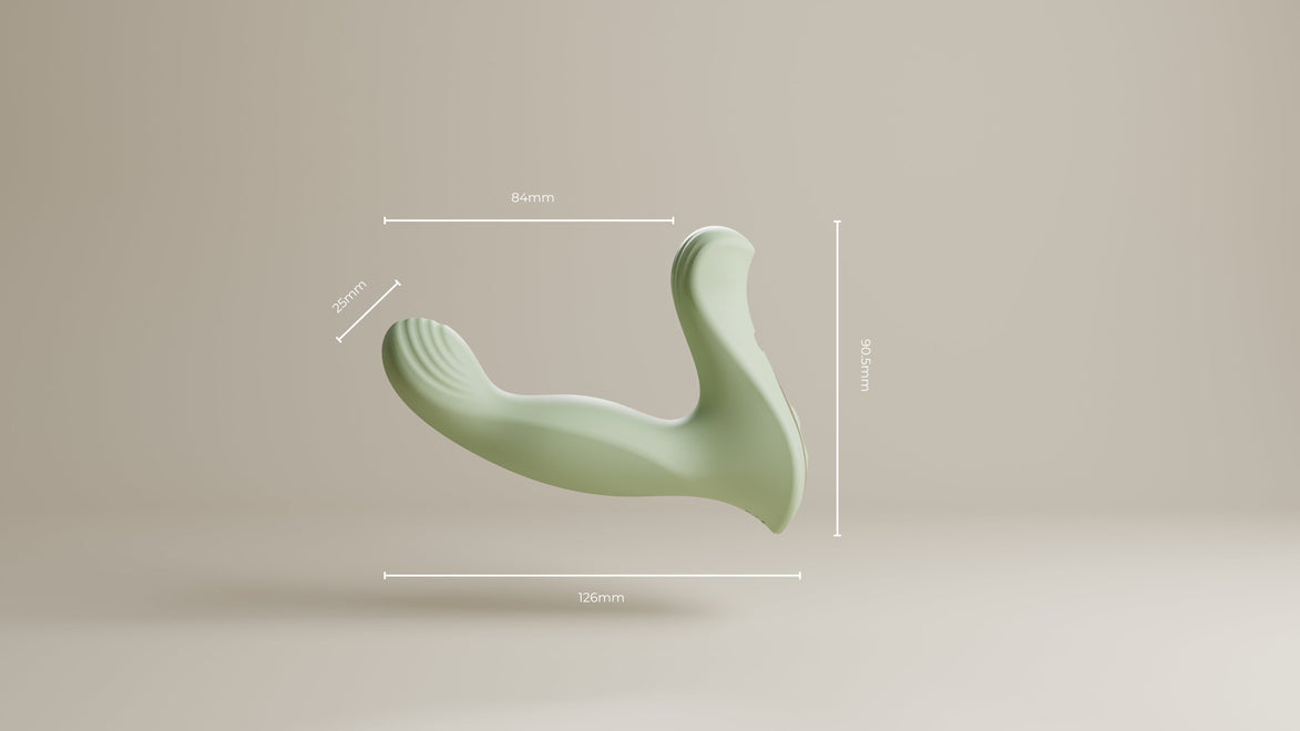 Saliegroene Odes Ombre prostaatvibrator met maatlijnen, gebogen vorm en geribbelde stimulerende kop