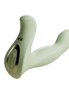 Saliegroene Odes Ombre prostaatvibrator met gebogen dubbele vorm, geribbelde top en ovaal bedieningspaneel.
