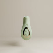 Odes Ombre prostaatvibrator frontaal gefotografeerd, met ovaal bedieningspaneel en twee laadpunten