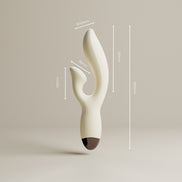 Witte Odes Seduce Tarzan vibrator met zichtbare maatlijnen, gebogen vorm en compact donker uiteinde
