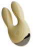 Beige Odes Sense wand vibrator in close-up met dubbele afgeronde kop, powerknop en donkere basis.