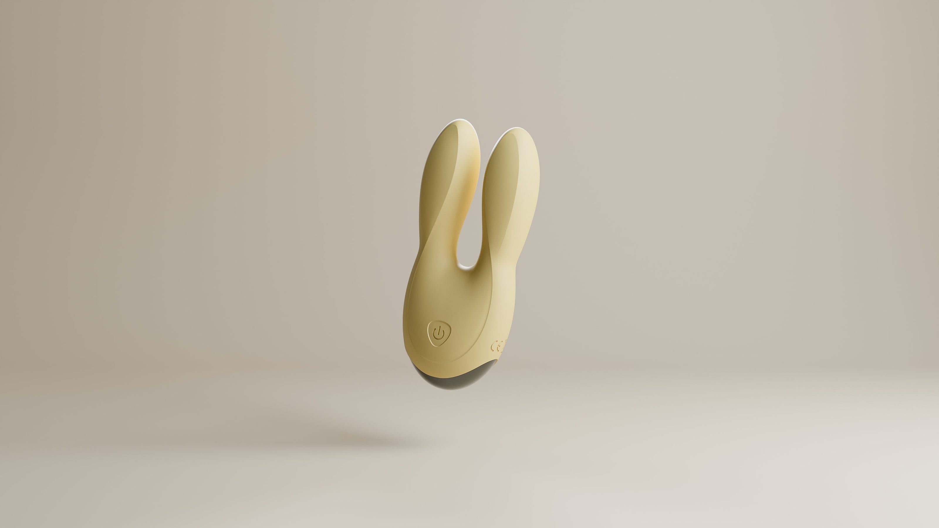 Odes Sense wand vibrator in beige met slanke vorm, vorkvormige tip en zichtbare bedieningsknoppen