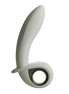 Lichtgrijze Odes Swell anale vibrator in zijaanzicht met gebogen schacht, brede stoprand en ronde ringbasis.
