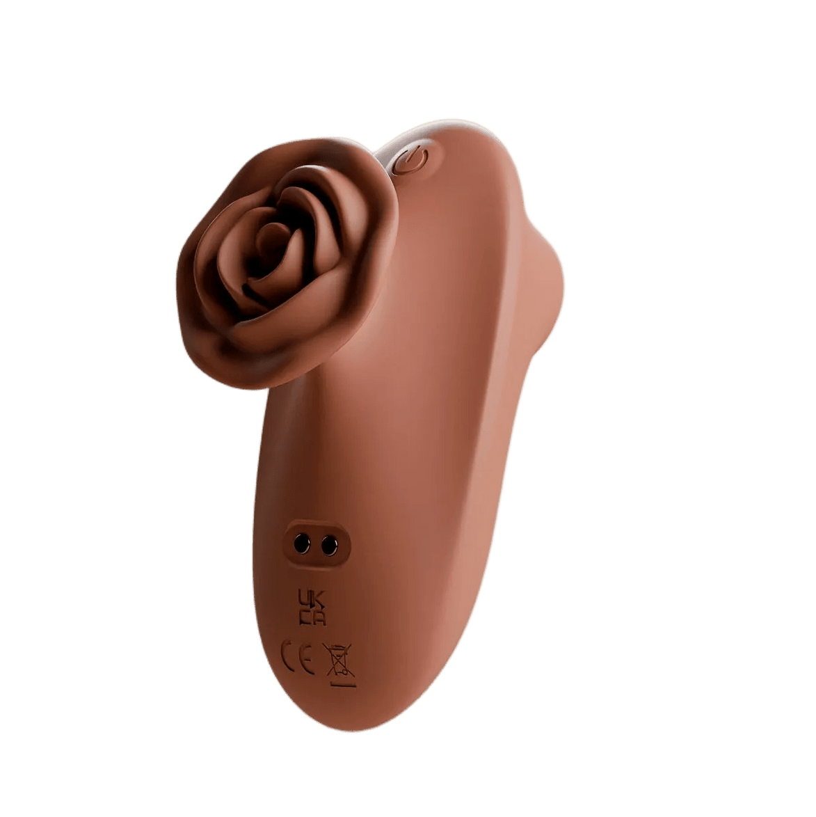 Terracotta Odes The Touch clitorisvibrator in driekwartaanzicht met roosvormige kop en laadpunten.