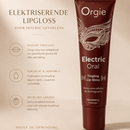 Orgie Electric Oral tintelende lipgloss aardbei 10 ml in bruinrode tube met tekst Elektriserende lipgloss