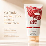Orgie Lube Tube Hot glijgel op waterbasis in witte tube, luxe campagnebeeld met verwarmende sensatie
