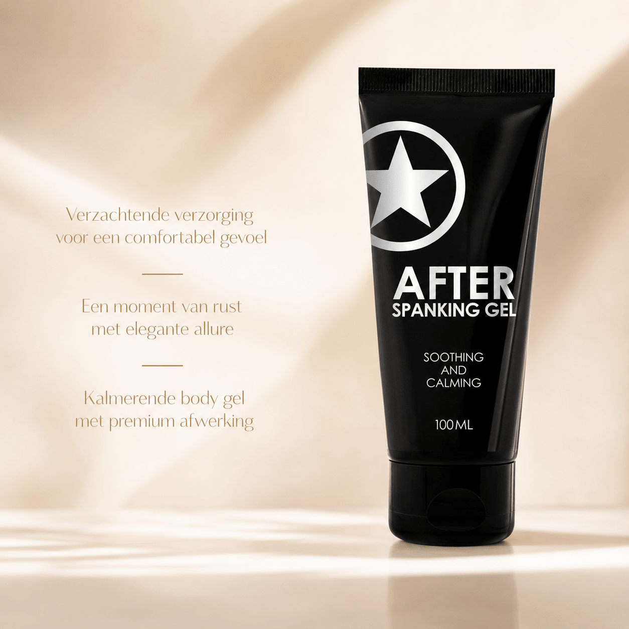 Ouch! After Spanking Gel 100 ml in zwarte tube met witte sterprint en tekst Verzachtende verzorging