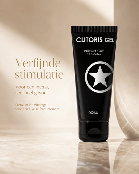 Ouch! by Shots Clitorale Gel 100 ml in zwarte tube met witte sterprint en tekst Verfijnde stimulatie