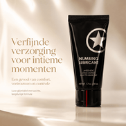 Ouch! zwarte Numbing Lubricant 50 ml in luxe beige campagnebeeld voor zachte verzorging en comfort