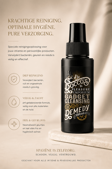 Rocks Off Gadget Cleaner speelgoedreiniger 100 ml in zwarte sprayflacon met tekst Krachtige reiniging
